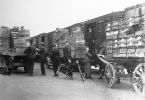 AOS P 1622 flowers ready for transportation at cowbit station 1940s