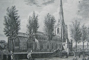 AOS P 1676 18th century engraving of holbeach parish church